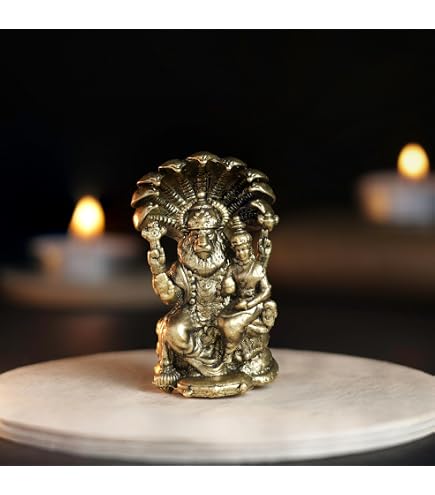 Mini Statua Narsimha Con Prahlad 7.5 Cm – Decorazione In Resina Per Auto E Casa, Realizzata A Mano In India