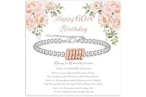 GEMAURA 16th 18th 21st 30th 40th 50th 60th 70th 80th Birthday Gifts for Women, Adjustable Silver Bracelet for Women Sterling Silver Bracelet Birthday Gifts with Cards for Mum Daughter Sister Grandma
