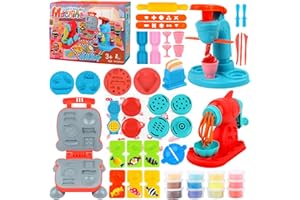 VFANDV Knete Set Knetwerkzeug für Kinder, DIY Knete Zubehör Kitchen Creations Eismaschine+Nudelmaschine+Burgermaschine, Clay Accessories Kneading Toy Gift for Girls & Boys 3-12 Years
