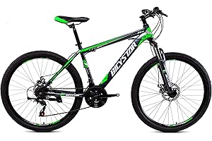 Bicystar MTB 26", Mountain Bike Unisex Adulto, Grigio/Verde