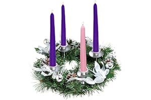 Romadedi Świąteczny wieniec adwentowy, dekoracja bożonarodzeniowa, girlandy adwentowe, na 4 świeczniki, kandelabry, chrześcijański stół, dekoracja na prezent, dekoracja sezonowa, srebrny, 30 cm