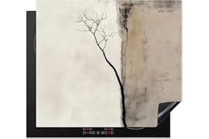 KitchenYeah© Copri Piano Cottura Induzione 59x51 cm Coprifornelli Fornello Proteggi Tutto per la Cucina Fornelli Wabi Sabi - Pianta - Beige