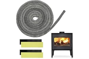 LEIKEDUN Guarnizione per Porta Stufa 6 mm x 3 meter, Guarnizione Camino Guarnizione Stufa a Legna Fibra di Vetro Corda Ignifuga per Stufa Camini Forno, Caldaia Resistente Fino a 450-550℃