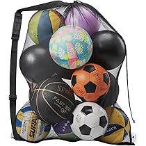 Vaskula Ballnetz 75x100cm Für 10 Bälle | Extra Große Balltasche Mit Kordelzug | Für Fußball, Basketball, Volleyball