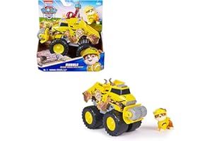PAW PATROL Rescue Wheels - Rubbles Bulldozer Monstertruck mit Rubble Hundefigur, Spielzeug für Kinder ab 3 Jahren