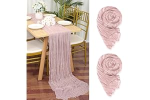 YMHPRIDE 2 Pezzi Runner da Tavola in Garza Rosa, 90 x 300cm Rosa Runner da Tavola per Formaggio per Matrimonio Addio al Nubilato Baby Shower Decorazioni Feste di Compleanno