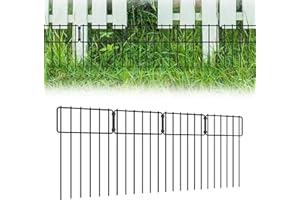 HAITRAL Animal Barrier Fence, 25 Pcs Decorative Fence Border for Dog Rabbit Pet, Rustproof Metal Small Fence Panels,43 cm H x 8.25 m Total Length