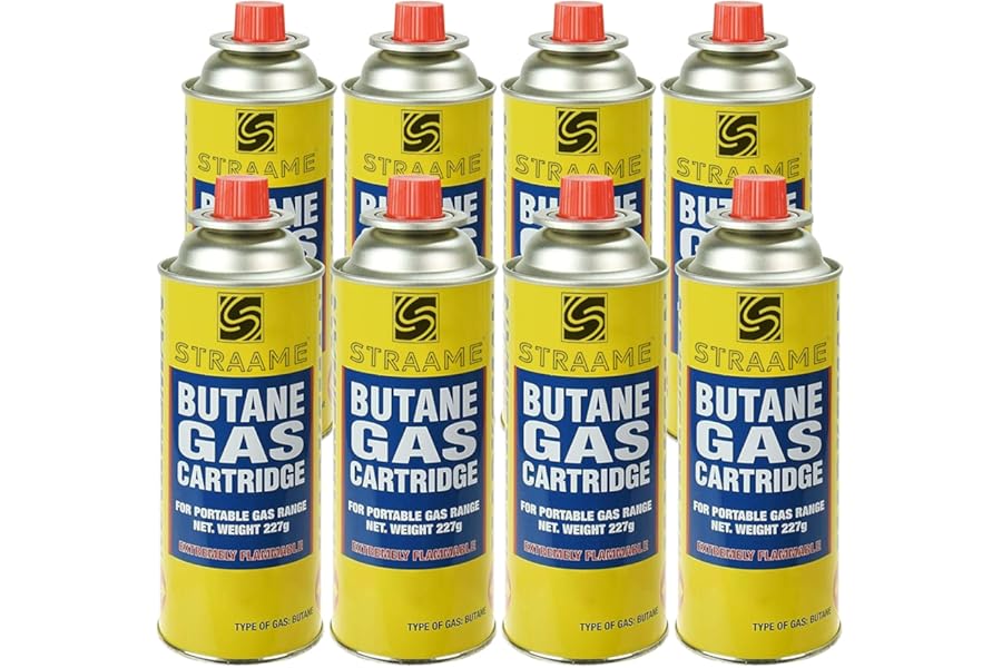 Straame Camping-gas, Gas-Bottles for Camping Stove, BBQ, Heaters, Blowtorch, BBQ, Gas-Weed Burner - Outdoor Camping Must Have, Safe and Easy to Use – Portable (Pack of 8)