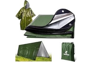 E EASTSTORM 210×150cm Verdickter Notfalldecke Schlafsack Survival Biwaksack Rettungsdecken Plane Wasserdicht Thermodecke Tarp Zeltplane und Notfall Regenponcho Ultraleicht Kälteschutz für Camping