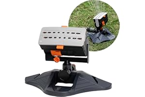 Diivoo Sprinklers for Lawns, Oscillating Water Sprinkler for Garden, Large Base Grass Sprinkler with Quick Connect Fitting for Yard, Adjustable Width, Range and Flow Rate, 16 Nozzles