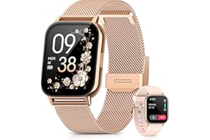 AIMIUVEI Reloj Inteligente Mujer, Smartwatch Mujer con Llamadas 5.3, Función Femenina, 24H Pulsometro SpO2, 120+ Modos Deportivos, Monitor de Sueño, Calorías, Podómetro para Android iOS Rosa Oro