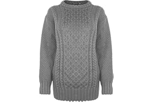 Generation Fashion New Ladies Women Aran Knit Long Sleeve Crew Neck Knitted Cable Jumper Sweater Pullover Top 8-30