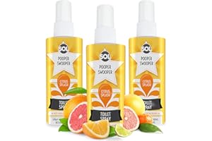 SOL 3pk x 60ml Pooper Swooper Toilet Spray Citrus Splash Fragrance 1,000+ Sprays per Pack, Air Freshener Refresher for Public Bathrooms, Office, Home, Travel-Friendly Cleaning Solution for Poo Odours