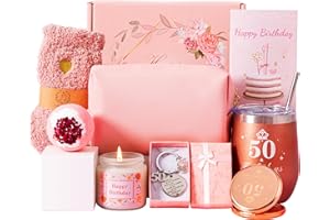 BEYOTINY 50th Birthday Gifts For Women, Happy 50th Birthday Hamper Basket For Her, Turning 50 Year Old Female Birthday Gifts,Birthday Pamper Box For Ladies, Personalised 50th Birthday Presents For Mom Wife