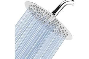 Soffione Per Doccia da 20cm Voolan, Testa Doccia Tonda ad Alta Pressione in Inox 304, Ti Offre Un'Esperienza di Doccia Confortevole Anche a Basse Pressioni d'Acqua e Consente (Cromo)