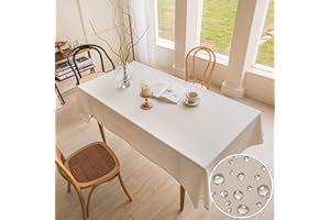 Home Brilliant White Table Cloth Wedding Restaurant Party Decoration, Waterproof Tablecloth Easy-care Wipe Clean, Large Table Cloths for Kitchen Garden, White, 140CM x 260CM