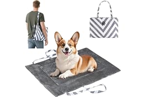 Kritter Planet Portable Waterproof Dog Mat, Foldable Dog Settle Camping Mat, Travel Pet Bed Mat for Car Boot, Gray Wavy, 80 x 60 cm