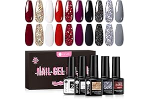 UR SUGAR Vernis Semi Permanent 10 Couleurs, Blanc Noir Rouge Pailleté Violet Gris Vernis à Ongles Gel Semi Permanent, Nail Art Soak Off UV/LED Gel Classique Manucure Kit pour Cadeau