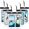 JOTO 6 Pack Universal Waterproof Phone Holder Pouch, IPX8 Underwater Case Cell Phone Dry Bag for iPhone 14 13 12 11 Pro Max Plus XS XR X 8 7, Galaxy S21 S20 S10 S9 Note Pixel Up to 7.0"-Clear