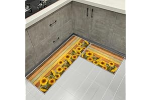 PQCXXA kitchen rug sets 2 pieces kitchen mats and rugs,kitchen mats non slip washable,Super Absorbent kitchen carpet runner rug for Sink, Kitchen, Hallway, Laundry Room,40x120cm+40x60cm