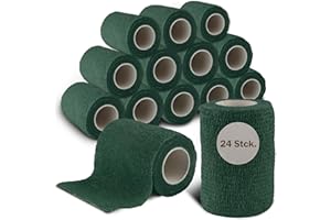nilo Selbstklebender Verband - 24 Rollen 5cm x 4,5m / Selbsthaftende Bandage für Tiere und Menschen/atmungsaktive & elastische Binde/Haftbandage selbstklebend in Grün