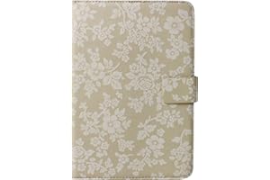 Emartbuy Universal 7-8.8 Inch Vintage Floral Beige Multi Angle Folio Wallet Case Cover With Card Slots and Stylus Pen Compatible With Selected Devices Listed Below