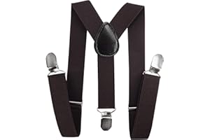 axy Kinder Jungen Hosenträger-Y Form breit 2,5 cm mit 3 Starken Clips, kombinierbar mit Fliege - Uni Farben HTK25-1