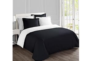 Vision - Funda nórdica Reversible, algodón, Negro/Blanco, 260 x 240 cm