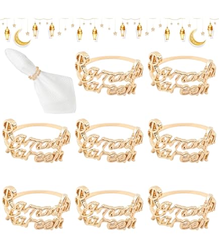 Bismillah Servetringen, 6 stuks, metalen servetringenset, alfabet servettengespen, houder, tafeldecoratie voor bruiloft, feest, Ramadan, banket (zwart