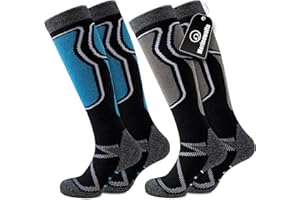 Effeet 2 Pary Skarpet Narciarskich z Wełny Merynosów dla Mężczyzn i Kobiet, Ciepłe, Wyściełane Skarpety Termiczne, Miękkie Skarpety Zimowe, Podkolanówki z Wyściółką do Snowboardu, Narciarstwa