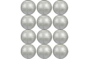 Tmade Lot de 12 lanternes en Papier argenté de 30 cm pour décoration extérieure : Anniversaire, fête prénatale, Mariage, fête, Jardin, décoration de la Maison, Festival