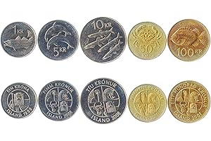 Hobby of Kings Juego de 5 Monedas de Islandia: 1, 5, 10, 50, 100 Kronur. 1987-2011