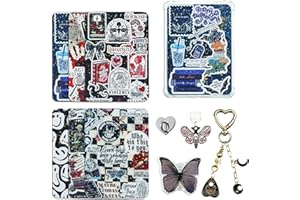 JINGSEN Cute Case Insert Cards Set for Kindle,6 Book-Themed Designs with Charms Set for Kindle and USB-C Dust Plugs,for 11th/12th Generation,6.8 x 4.8 inches (Black 2)