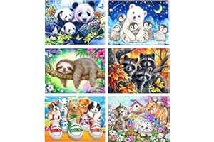 Mrnsiet 6 Pack Diamond Painting Kits for Adults and Kids, 5D DIY Diamond Art Kits,Full Drill DIY Animals Paint by Number Diamond Art Paintings Home Wall Decor (16x12inch/40x30cm)