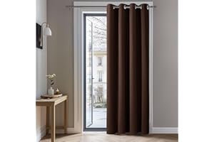 Deconovo Rideau Thermique Isolant Anti Froid, 132x274 CM (Largeur x Hauteur), Rideaux Occultant pour Salon et Chambre, Design Moderne à Oeillets, Chocolat, 1Pièces