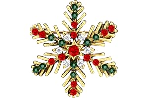 LOLIAS Broche Navideño para Mujer Niña Copo Nieve Corona Campana Navidad Broches Diamantes Imitación Cristal Alfileres Broche Esmalte Rojo Verde Joyería Navideña Moda Regalos Navideños