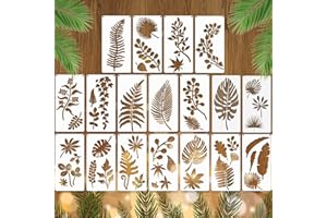 ROSERROSE 18 Pcs Pochoir de Feuilles Tropicales Pochoir de Peinture en Plastique Plantes pochoirs pour peinture Pochoirs de Peinture Réutilisable Stencils de Peinture pour Peinture Scrapbooking Meubles Mur