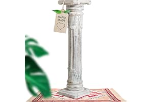 livasia edle Blumensäule Holz im Antik-Look – 80cm – Dekosäule aus Albiziaholz, Handgefertigt, Nachhaltig und Einzigartig aus Bali, Perfekt für Wohnzimmer, Flur oder Garten (Weiß)