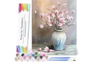 NVSEATY Malowanie po numerach, dla dorosłych, dla dzieci, dla początkujących, zestaw typu „zrób to sam”do majsterkowania, kreatywny zestaw do malowania po numerach na płótnie, kwiaty, bez ramy