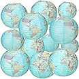 Retisee 12 Pcs 10 Inch Around the World Decorations Globe Hanging Paper Lantern Travel Themed Party Decorations World Map Classroom Decorations Earth Day Decorations for Home Earth Theme Party Decor