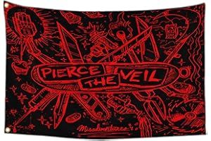 IOKEN Pierces the Veil Flag Tapestry Poster Banner 3x5 Ft Funny Flags for Teen Girls Room Bedroom College Dorm Meme Flags Man Cave Wall Art Decor Gifts