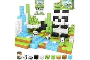 TOYLOGY Magnetische Bausteine - Build Mine Magnete Welt Set, Magnet Panda magnet bausteine Magnetspiel für Kinder ab 3 Jahren,STEM spielzeug mit Panda, Montessori Geschenk für Jungen & Mädchen 3-8 Jahre