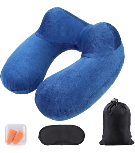 Oreiller De Voyage Gonflable Pour Avion - Coussin En Forme De U Pour Le Cou, Compact Et Léger (130g)