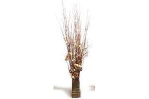 Link Products Copper Willow Bundles 95cm tall FREE 20 cm square wood vase 20 battery operated LED lights included NO batteries provided