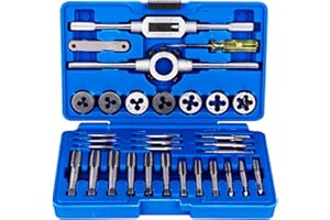 LNCBOC Metric Tap and Die Set with Storage Case, 32 Pieces Complete M3 to M12 Tapping and Threading Tools for Tap Wrench Alloy Steel for Internal and External Thread Tapping Cutting Set