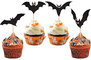 SYKYCTCY 24 Stück Halloween Cupcake Toppers Bat Cupcake Picks Fledermaus Muffin Dekoration for Happy Halloween Theme Baby Shower Birthday Party Cake Decorations Supplies Schwarz…