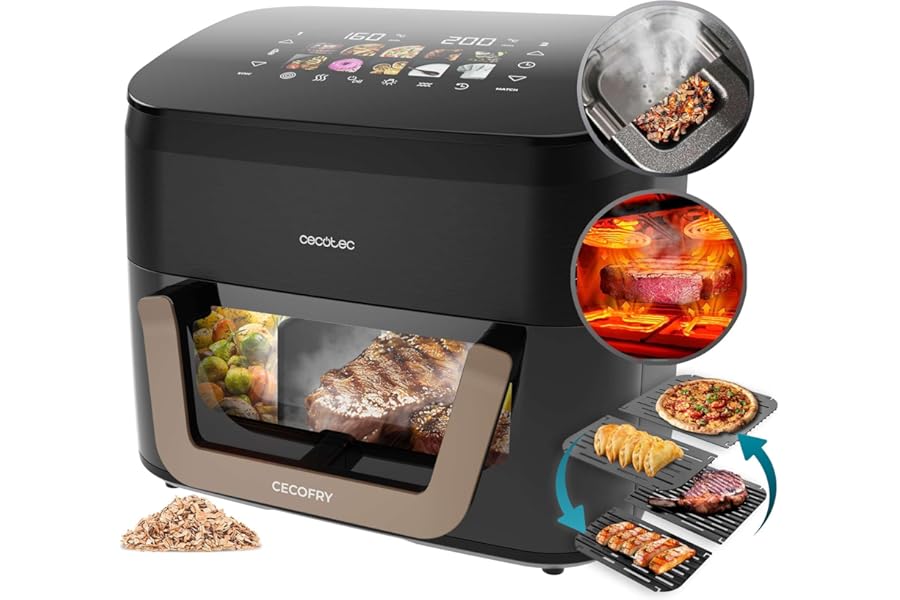 Cecotec Air Fryer 10L - Air Fryer Cecofry & Grill Smokin' 11000. 2200W, 3in1 Fryer, Grill, Griddle. Integrated Smoker, 10 Menu, Temp 40-200 °C, Double Temperature, Even Cooking4.4 out of 5 stars9,48615 offers from€80.92