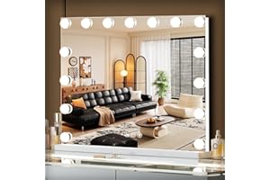 ‎HANSONG Hansong Hollywood Spiegel mit RGB Schminkspiegel mit Beleuchtung 15 Dimmbare Groß LED Hollywood Schminktischspiegel mit Beleuchtung 3 Farbtemperatur Licht Tischspiegel Touch Control Wandspiegel