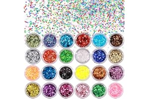 LIFREER Body Glitter, Face Glitter, Festival Glitter, Hair Glitters, Nail Art Kit, Cosmetic Glitters for Wax Melts, Art Nail, Crafting, Nail Card Making, Scrapbooking, Party (24 Colors)