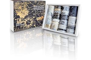 Zelzen 20 Rouleaux de Washi Tape, Literary Stamping Decorative Vintage Tape, Scrapbooking Supplies, Decorative Adhesive for Party Decoratio-Lumière Noire et Lumière Blanche